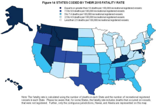 boat accident 2015 fatality rate per state