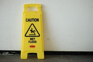 slip and fall - caution wet floor sign
